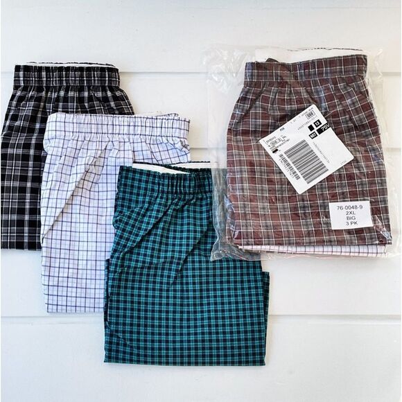 King Size Big & Tall Lot of 6 Pairs Of Woven Boxer Shorts Size 2XL NWT - Picture 2 of 6